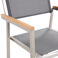 Set da pranzo da giardino grigio con piano in vetro screpolato 8 posti 220 x 100 cm