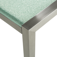 Set da pranzo da giardino beige con piano in vetro incrinato 8 posti 220 x 100 cm