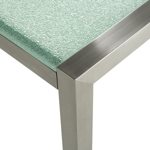 Set da pranzo da giardino beige con piano in vetro incrinato 8 posti 220 x 100 cm