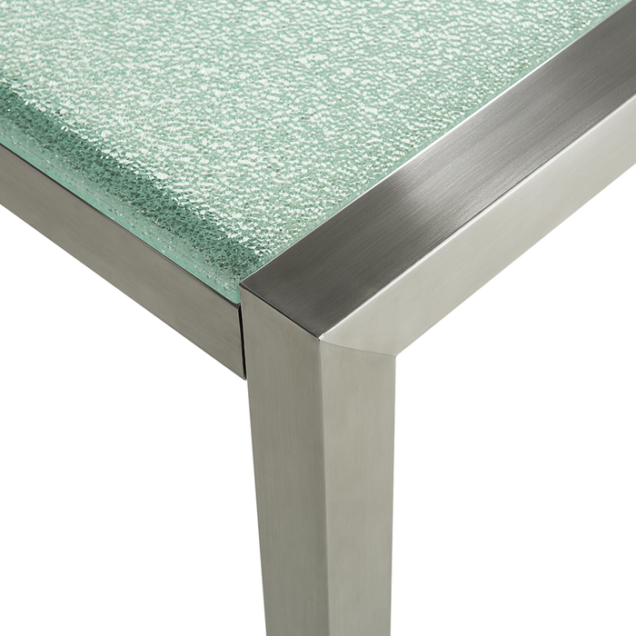 Set da pranzo da giardino beige con piano in vetro incrinato 8 posti 220 x 100 cm