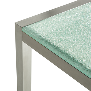 Set da pranzo da giardino beige con piano in vetro incrinato 8 posti 220 x 100 cm