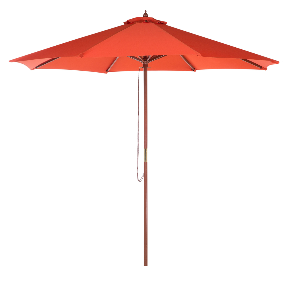 Ombrellone da Giardino Tessuto Rosso ø 270 x 254H cm Betulla Palo Pieghevole Esterno Moderno