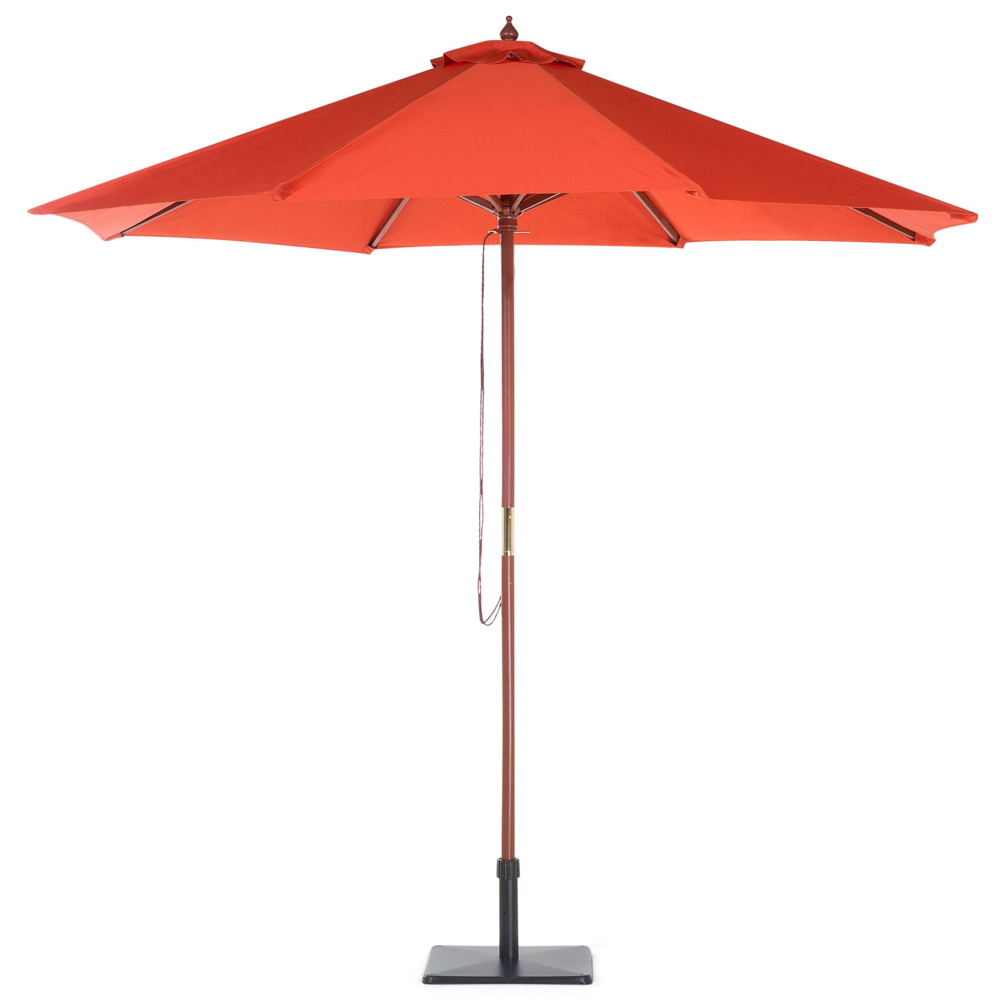 Ombrellone da Giardino Tessuto Rosso ø 270 x 254H cm Betulla Palo Pieghevole Esterno Moderno