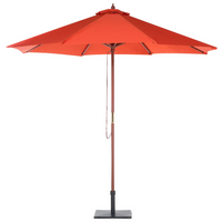 Ombrellone da Giardino Tessuto Rosso ø 270 x 254H cm Betulla Palo Pieghevole Esterno Moderno
