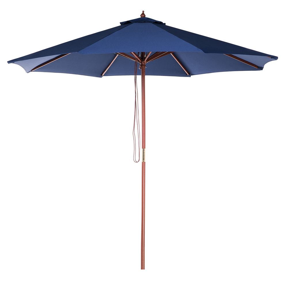 Ombrellone da Giardino Tessuto Blu ø 270 x 254H cm Palo Betulla Pieghevole Esterno Moderno