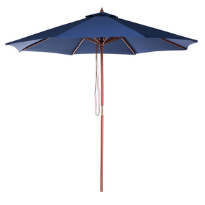 Ombrellone da Giardino Tessuto Blu ø 270 x 254H cm Palo Betulla Pieghevole Esterno Moderno