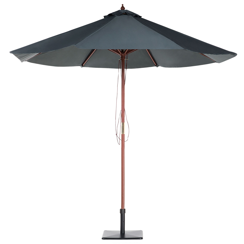 Ombrellone da Giardino Tessuto Grigio ø 270 x 254H cm Palo Betulla Pieghevole Esterno Moderno