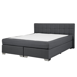 Letto Tessuto Nero Imbottito 160 x 200 cm Struttura Con Testiera Trapuntata E Materasso