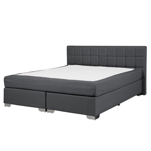 Letto Tessuto Nero Imbottito 160 x 200 cm Struttura Con Testiera Trapuntata E Materasso