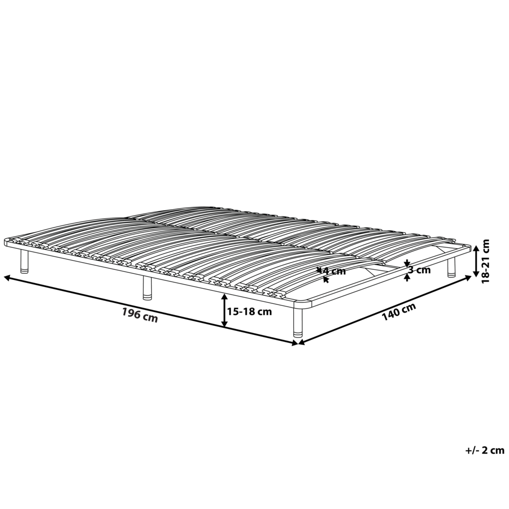 Rete a doghe autoportante matrimoniale 140 cm 3 doghe in legno massello struttura in metallo su gambe