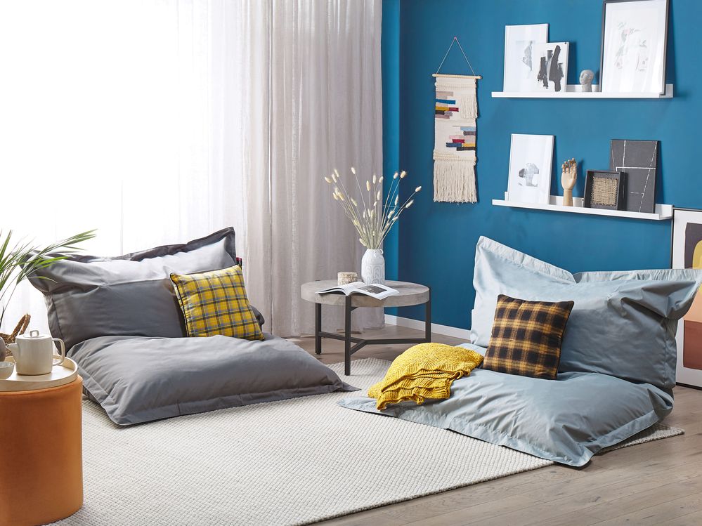 Pouf seduta poltrona sacco Grande Grigio Chiaro con Zip 140 x 180 cm