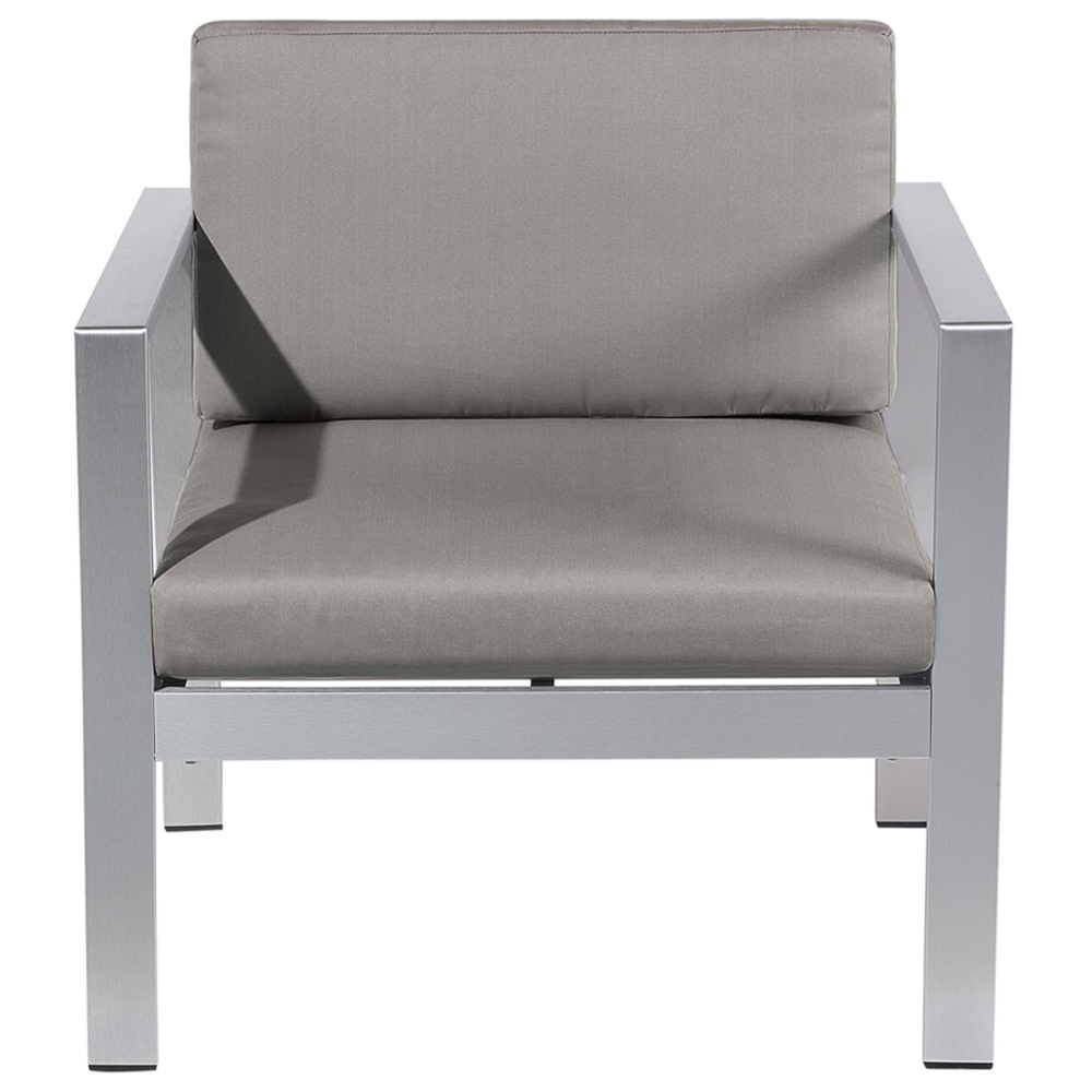 Poltrona da Giardino Struttura in Alluminio Anodizzato Grigio Scuro per Esterno con Cuscini