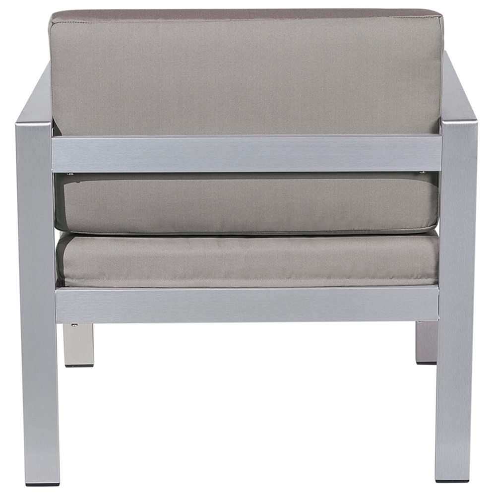 Poltrona da Giardino Struttura in Alluminio Anodizzato Grigio Scuro per Esterno con Cuscini