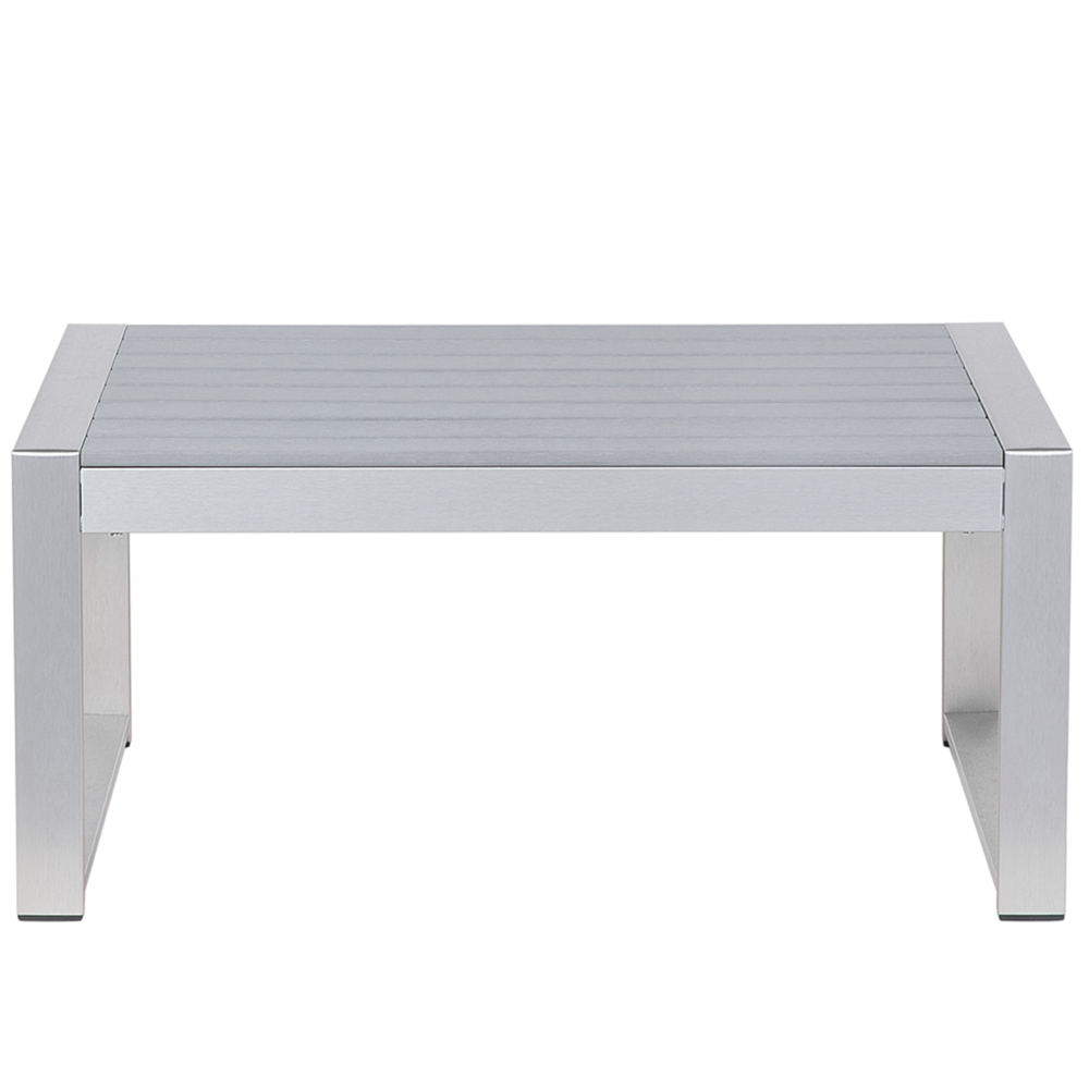 Tavolino da esterno in alluminio grigio chiaro 90 x 50 cm struttura in metallo piano sintetico moderno minimalista