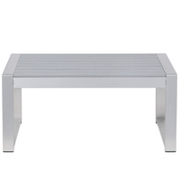 Tavolino da esterno in alluminio grigio chiaro 90 x 50 cm struttura in metallo piano sintetico moderno minimalista