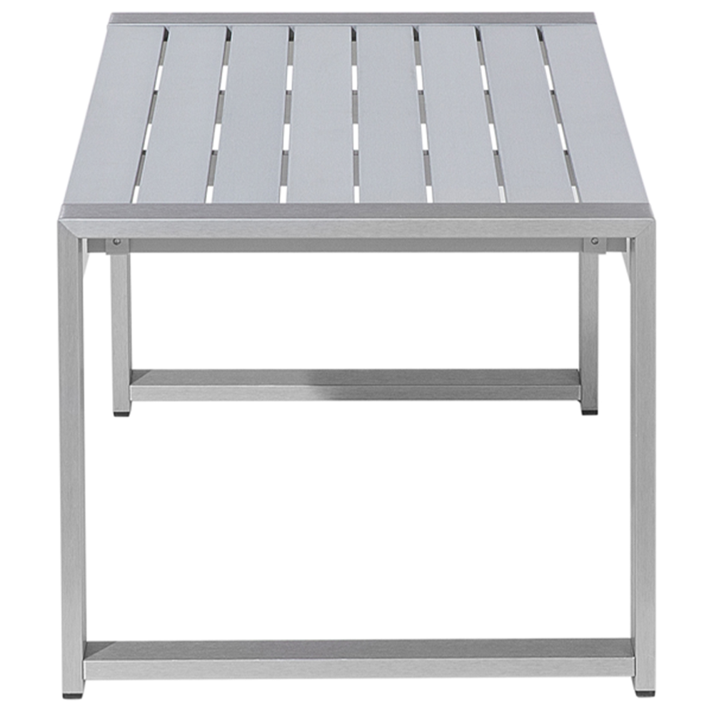 Tavolino da esterno in alluminio grigio chiaro 90 x 50 cm struttura in metallo piano sintetico moderno minimalista