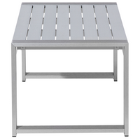 Tavolino da esterno in alluminio grigio chiaro 90 x 50 cm struttura in metallo piano sintetico moderno minimalista