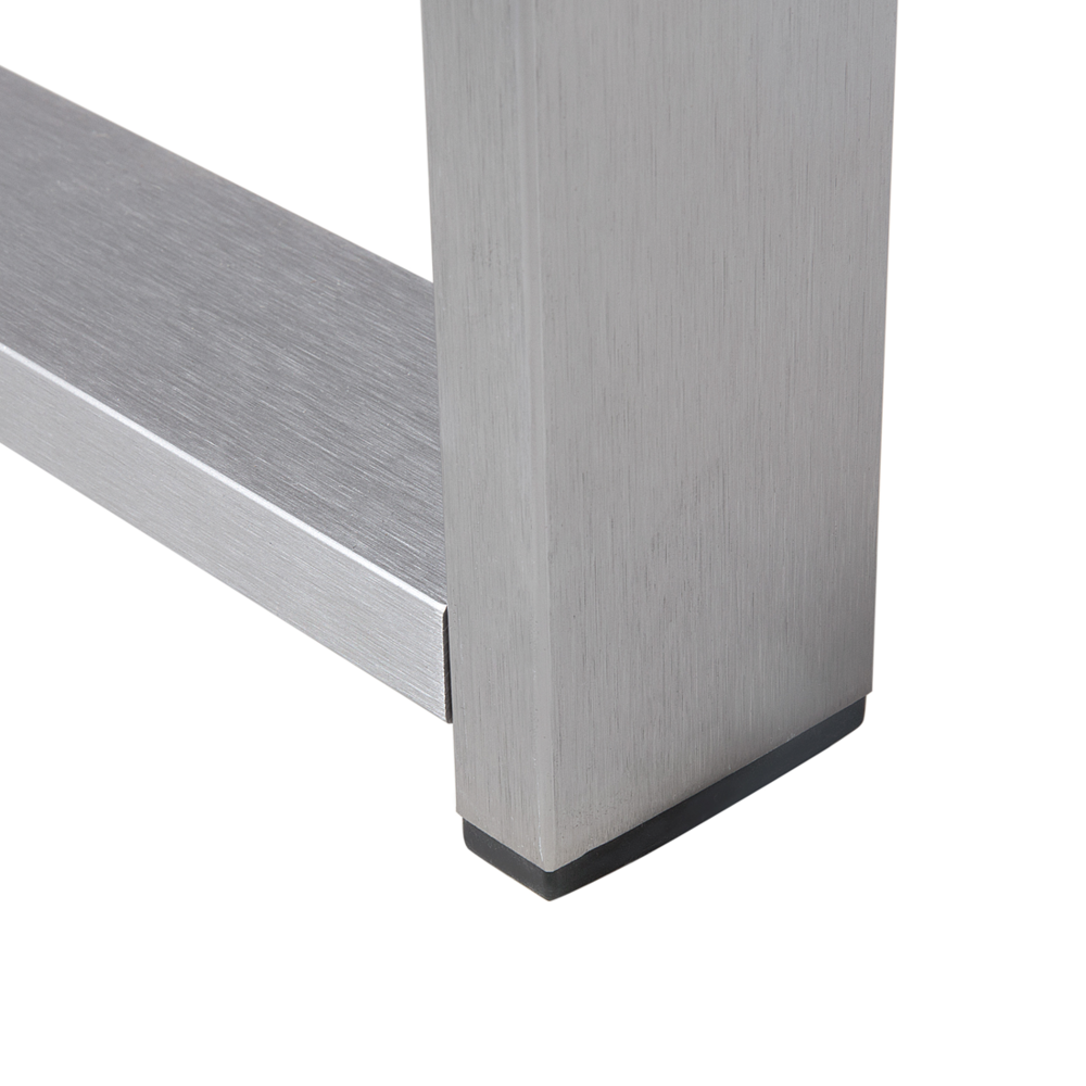 Tavolino da esterno in alluminio grigio chiaro 90 x 50 cm struttura in metallo piano sintetico moderno minimalista