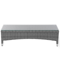 Lettino da giardino bianco e grigio finto rattan con cuscini Tavolino resistente alle intemperie