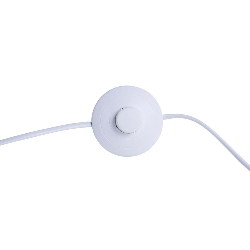 Lampada da terra in metallo bianco 234 cm con struttura curva paralume in policotone paralume a tamburo con base in marmo dal design moderno