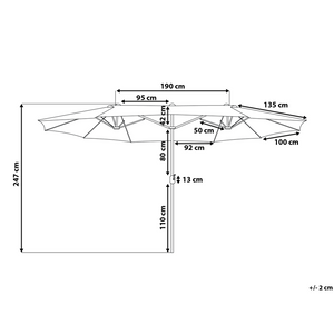 Ombrellone da giardino in tessuto grigio scuro alluminio 247 cm resistente agli agenti atmosferici
