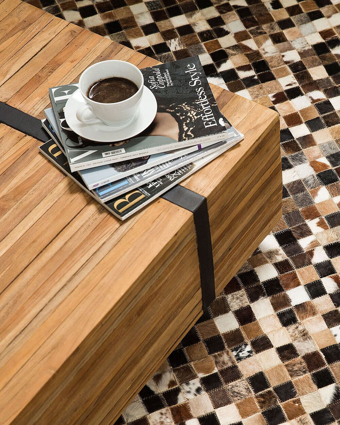 Tappeto tappetino Multicolore Pelle 160 x 230 cm Patchwork Pelle Bovina Mosaico Rettangolare Moderno