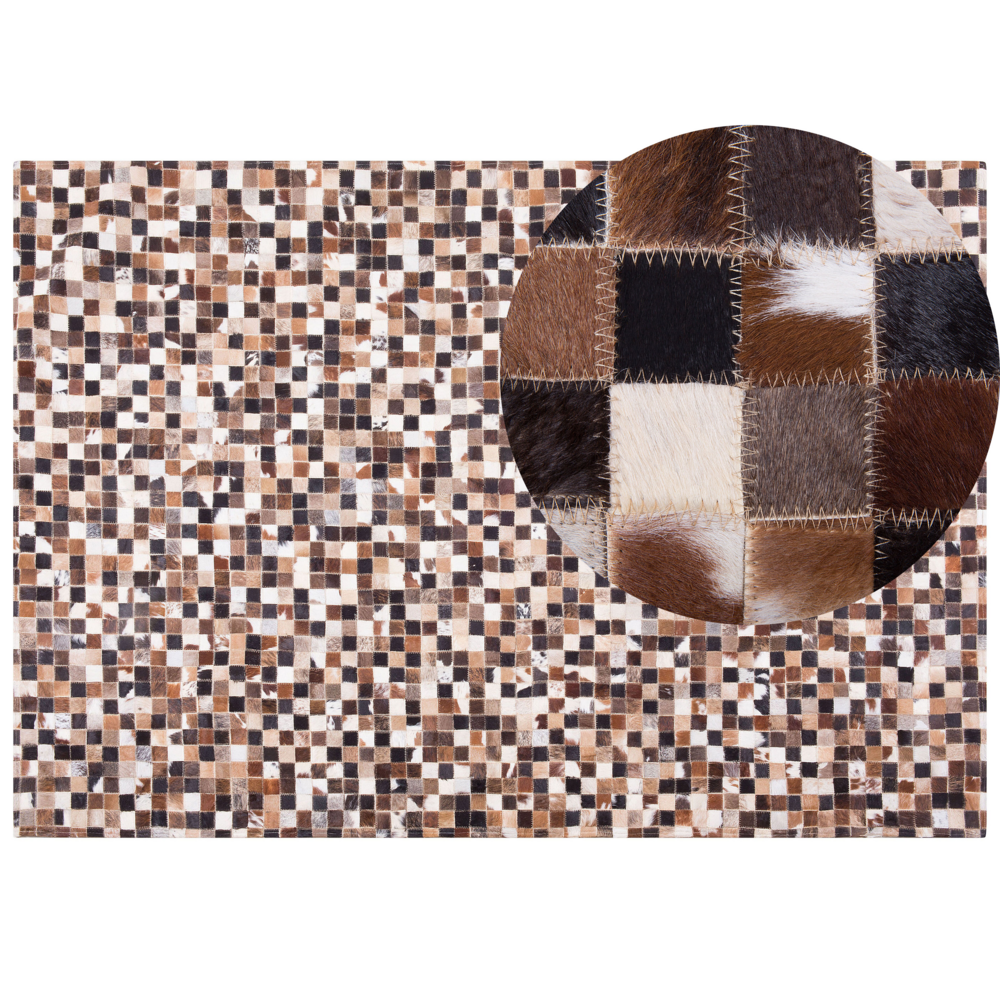 Tappeto tappetino Multicolore Pelle 160 x 230 cm Patchwork Pelle Bovina Mosaico Rettangolare Moderno