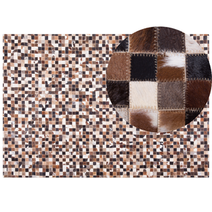 Tappeto tappetino Multicolore Pelle 160 x 230 cm Patchwork Pelle Bovina Mosaico Rettangolare Moderno
