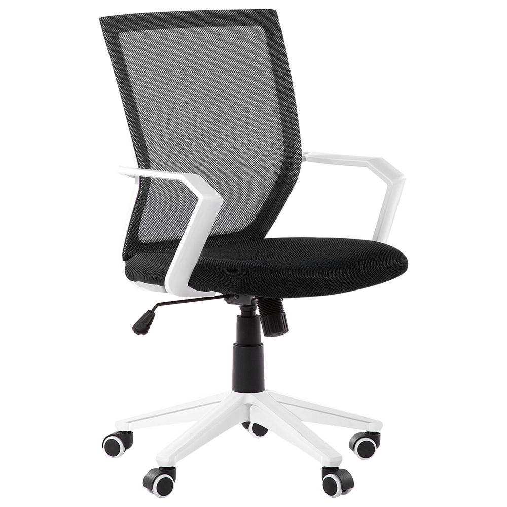 Sedia da Ufficio Rete di Nylon di colore Nero Struttura Bianca Girevole Regolabile home office