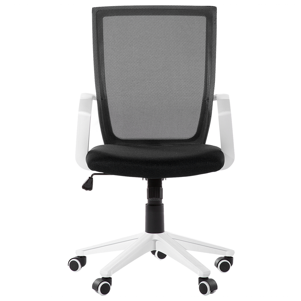 Sedia da Ufficio Rete di Nylon di colore Nero Struttura Bianca Girevole Regolabile home office