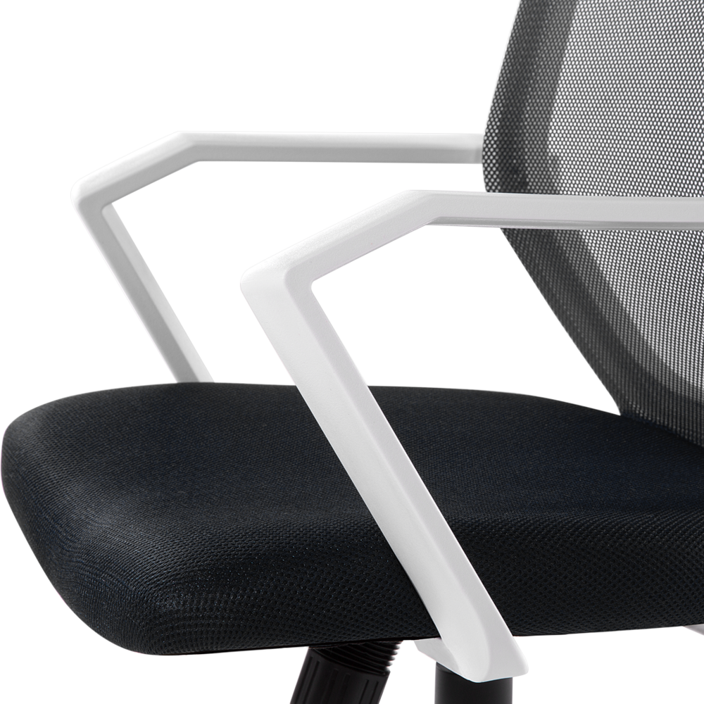 Sedia da Ufficio Rete di Nylon di colore Nero Struttura Bianca Girevole Regolabile home office