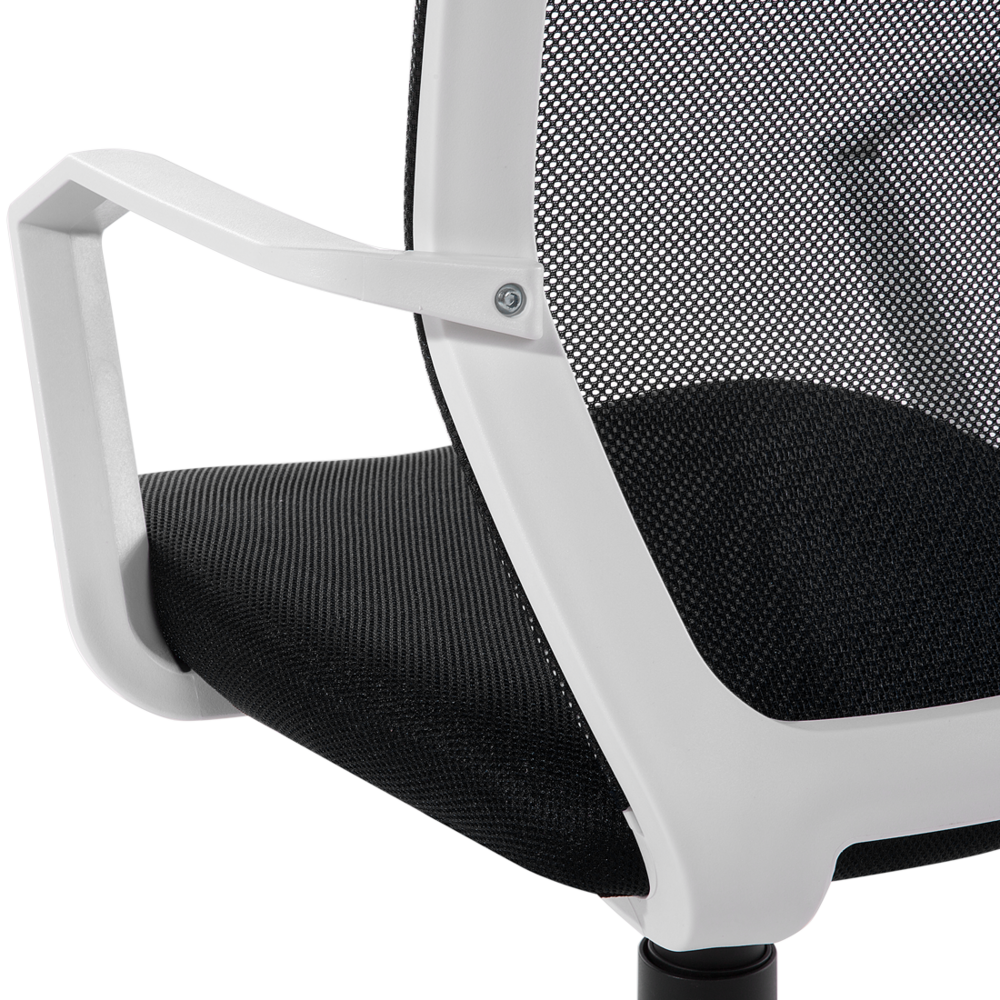 Sedia da Ufficio Rete di Nylon di colore Nero Struttura Bianca Girevole Regolabile home office