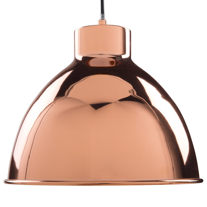 Lampadario Lampada a Sospensione Rame Lucido paraluce Geometrica Rotonda Design Industriale