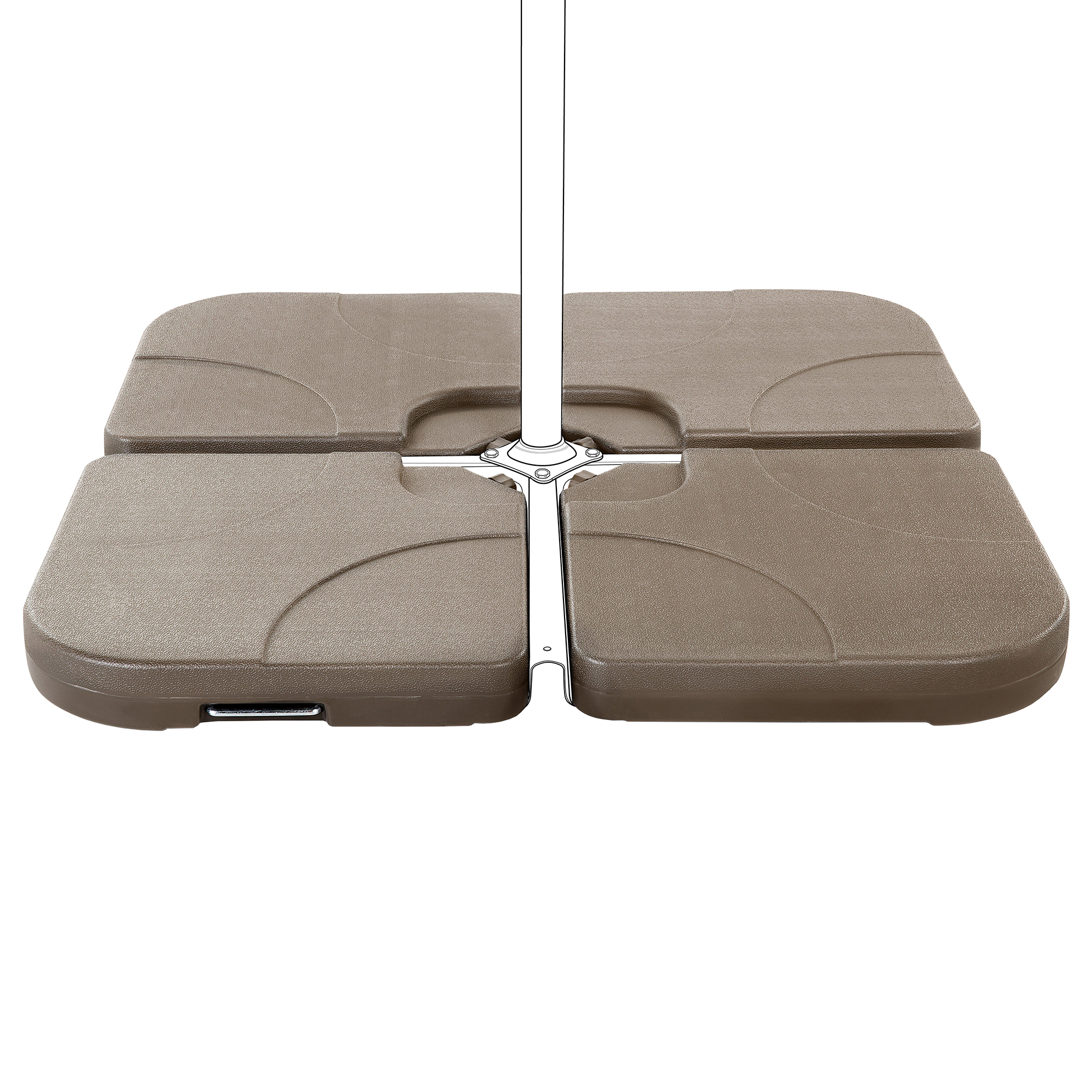 Ombrellone Base Taupe Nero Materiale Sintetico Quadrato 104 x 104 cm