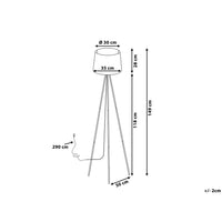 Lampada da terra in metallo bianco 149 cm treppiede paralume in policotone con paralume a tamburo dal design moderno
