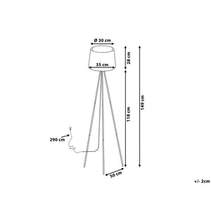 Lampada da terra in metallo bianco 149 cm treppiede paralume in policotone con paralume a tamburo dal design moderno