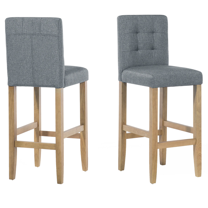 Sgabello Da Bar Grigio Imbottito In Tessuto Cucina Sala Da Pranzo Moderno Bottone capitonnè