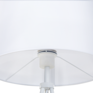 Lampada da terra in metallo bianco 149 cm treppiede paralume in policotone con paralume a tamburo dal design moderno