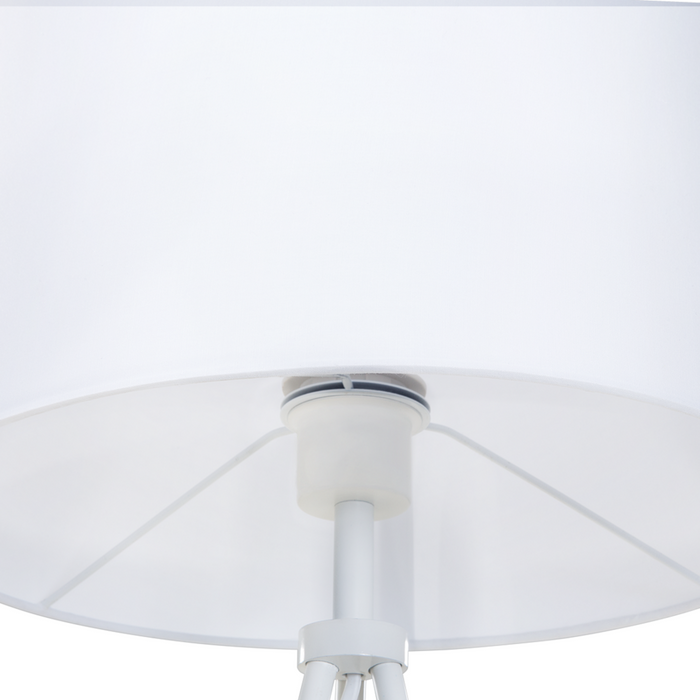 Lampada da terra in metallo bianco 149 cm treppiede paralume in policotone con paralume a tamburo dal design moderno