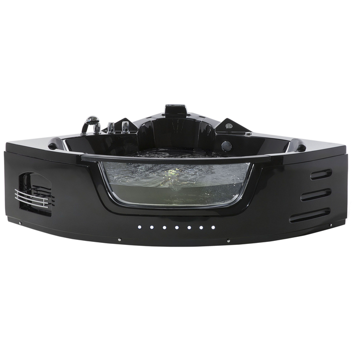 Punti Massaggio Vasca Angolare Nero Sanitario Acrilico e Vetro 215 x 155 cm