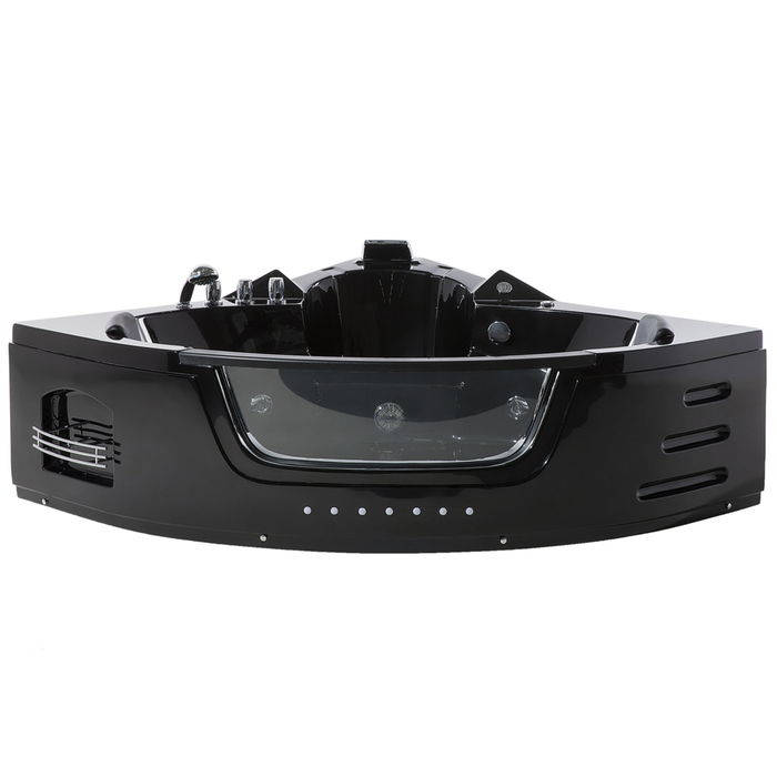 Punti Massaggio Vasca Angolare Nero Sanitario Acrilico e Vetro 215 x 155 cm