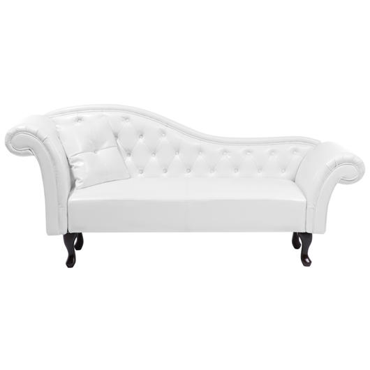 Chaise Longue versione sinistra Ecopelle Bianca Stile Chesterfield Vintage