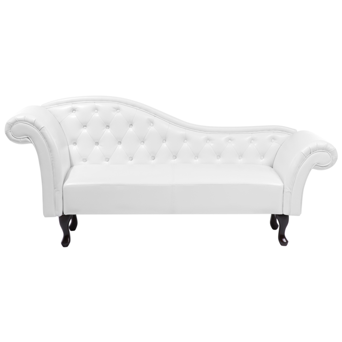 Chaise Longue versione sinistra Ecopelle Bianca Stile Chesterfield Vintage
