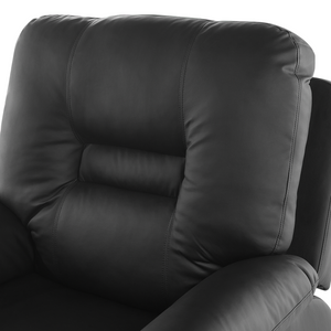 Sedia reclinabile in ecopelle nera con schienale e poggiapiedi regolabili manualmente