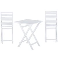 Set da bistrot 3 pezzi in legno massello di acacia bianco cuscini gialli a doghe pieghevoli design scandinavo moderno