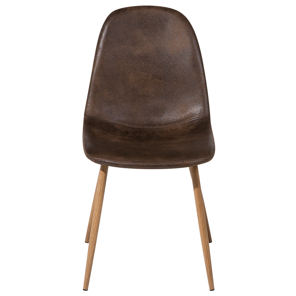 Set di 2 sedie da pranzo in tessuto marrone scuro con gambe in metallo retrò