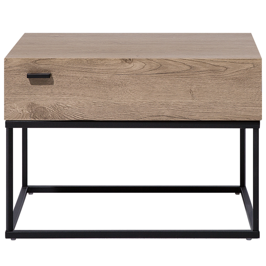 Comodino Cassettiera Legno Scuro Base in Metallo Nero Industrial