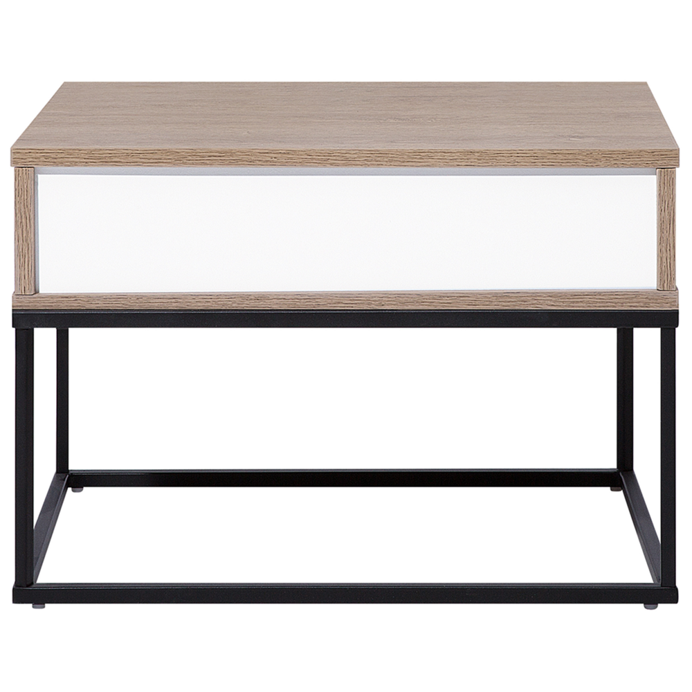 Comodino Cassettiera Legno Scuro Base in Metallo Nero Industrial