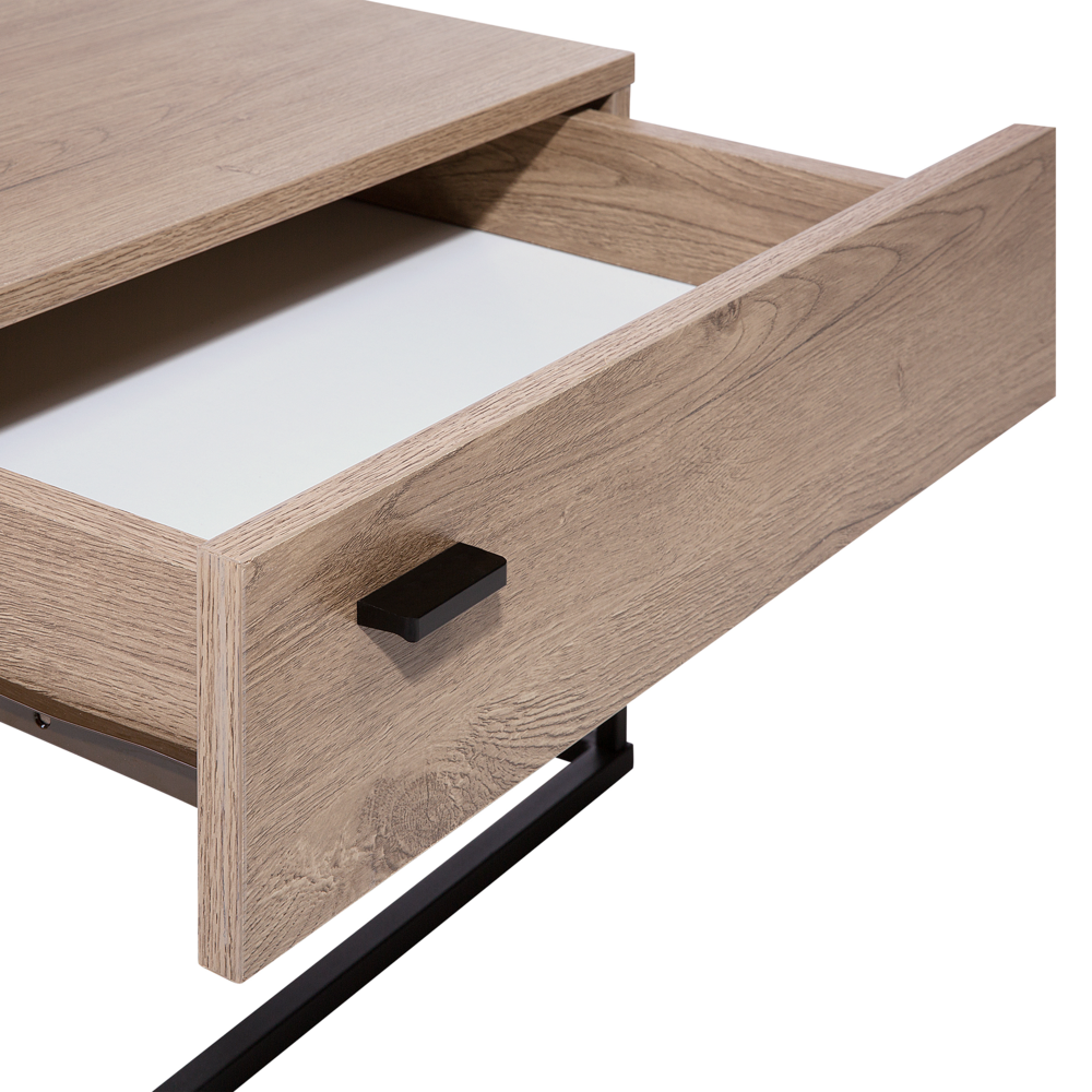 Comodino Cassettiera Legno Scuro Base in Metallo Nero Industrial