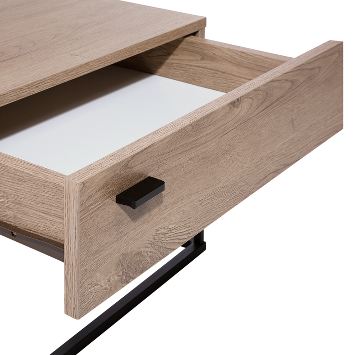 Comodino Cassettiera Legno Scuro Base in Metallo Nero Industrial